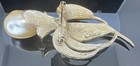 Vintage Sarah Coventry 1962 Fantasy Large Gold Tone Faux Pearl Flower Brooch Pin
