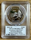 2023-w Pcgs Pr70 Freedom Of The Press 1 Oz Proof Platinum Eagle  Reagan Label 