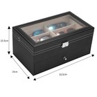 Black Lockable Leather 12 Slot Eyeglasses Storage Case Display Organizer Drawer