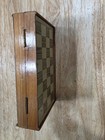 Vintage Wooden Travel Chess Set Folding Board Case Box Plastic Pieces Incomplete
