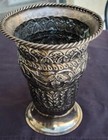 Beautiful Vintage Chrome Plated Brass Decorative Vase     Vgc     Pressed Design