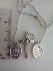 Catholic St Benedict Cross Miraculous Medal St Michael Necklace 20  Pull Chain