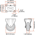 4 Pack Combo 4  Red Pu Caster Wheel W  Hardware  2 Swivel Brake   2 Rigid Fixed 