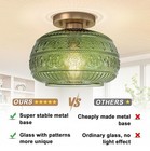    semi Flush Mount Ceiling Light Fixture 11  Vintage Gold Hallway Green Glass E26