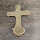 Hand Painted Tonala Mexican Ceramic Cross Holy Water Font Religious Folk Art