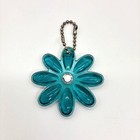 Coach Poppy Flower Keychain Used Clear Teal Blue Resin Ball Chain Charm