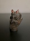 Victorian Devil Demon Satan Wood Head Carved Folk Art Pipe Small Antique