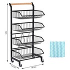 4 Tiers Kitchen Trolley Rack Utility Rolling Storage Cart Fruit Vegetable Shelf