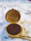 Vtg Estee Lauder Glace Pendant Solid Perfume Blue Cab Necklace Compact