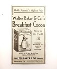 1906 Walter Baker Breakfast Cocoa Advertisement Chocolate Ephemera 4 X 2 25 