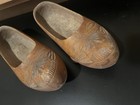 Spanish Cantabrian Albarca Vintage Hand Carved Wood Clogs Painted Spain Folk Art