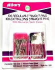 Allary  328 Regular   Extra Long Straight Pins In Reusable Plastic Case  200 Pcs