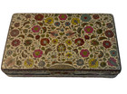 Vintage Brass Floral Cloisonne Jewelry Box Wood Lined