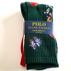 Polo Ralph Lauren Boys 3-pairs Iconic Bear 3pk Crew Socks Size M 9-11 Multicolor