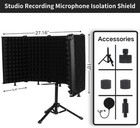 Microphone Isolation Shield  5 Panel Sound Shield With Pop Filter And Tripod    