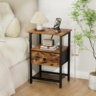 Nightstand With Charging Station  End Table With Fabric Drawer  Night Stand F   