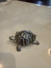 Christofle  lumiere D argent  Silver Plated Pierced Turtle Figurine 3  X 2 5 