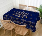 Chanukah Themed Hanukkah Tablecloth Jewish Chanukah Table Cloth Menorah Holiday