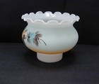 Vintage Ruffled Milk Glass Hand Painted Floral Lamp Light Shade 2 7 8  Fitter