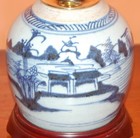 Chinese Canton Ginger Jar Lamp Blue   White Porcelain Vase Asian Oriental
