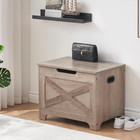 Storage Chest  Lift Top Storage Trunk With Safety Hinge  Barn Style Organizer  W