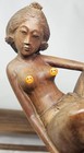 Vintage Balinese Half Nude Sitting Woman Wooden Hand Carved Rare Sculpture 8 75 