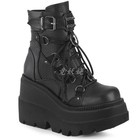Large Sz Winter Womens Gothic High Wedge Heel Ankle Boots Lace Up Clubwear Shoes