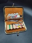 Vintage Mini Travel Pocket Sewing Kit Kiss Lock Patchwork 1970 s