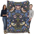 William Morris Strawberry Thief Indigo Blanket Woven From Cotton  72x54 