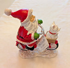 West Highland White Terrier Westie Dog In A Bike Basket W  Santa Claus Figurine