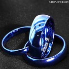 Tungsten Carbide Blue Polish Dome Wedding Band Ring Atop Men s Jewelry