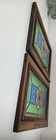 Pair Antique Leaded Glass Hand Carved Wooden Door Panels Reclaimed Architectural