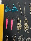 Retro Vintage Lot Of 1980s Earrings - 12 Pair Geometric Dangle Punk New Wave