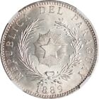 Paraguay 1889 Silver Peso Ngc Ms62 Lion   Star Lustrous Beautiful 