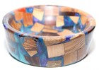 Hand Turned Bowl With Blue Resin And Wood Cut-offs