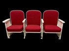3 Theater Seats  Vintage Red Upholstered Tip-up Cinema Auditorium Seating  A23