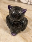 Vintage Ceramic  spooky Eyes  Owl Figurine     Black   Purple Halloween Decor