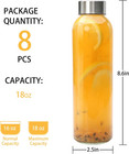 Glass Juice Bottle With Lids Set Of 8 16oz Juicing Bottles Reusable   Clear Glas