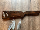 Native American Authentic Snakeskin Gunstock War Club W feathers beads 21 Inches