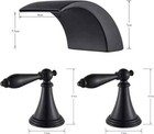 Black Led Bathroom Basin Sink Faucet 2 Handle 3 Holes Waterfall Vanity Mixer Tap