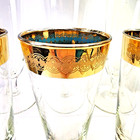Culver Embossed Gold turquoise Banded Set Of 6- 10oz Pilsner Glasses