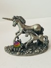 Unicorn Figurine Vtg Pegasus Fantasy Horse Pewter Ag Slocombe Signed Freedom Gem