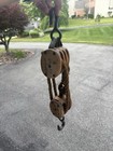 Antique Starline Tackle Twin   Triple Roller Pulley Heavy Duty Block   Tackle