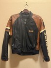 Authentic Harley Davidson Motorcycle Logo Leather Jacket Black Brown Size L