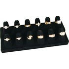 Black Velvet Showcase 12 Finger Ring  Counter Top Display Jewelry Holder Stand