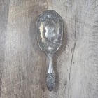 Vintage 1950s Handheld Victorian Style Silver Plated Floral Vanity Hair Brush