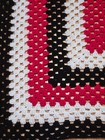 Hand Made Afghan Throw Blanket Red White Black 74  X 50 