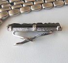Vintage Mid-century Sarah Coventry Signed Faceted Hematite Mens Tie Bar Clip-euc
