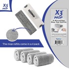 X3 Mop Replacement Microfiber Cleaning Pads  4 Pack Of Reusable Flat Mop Head   