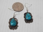 Antique   Vintage Navajo Sterling Silver Turquoise Dangler Earrings - Nice  